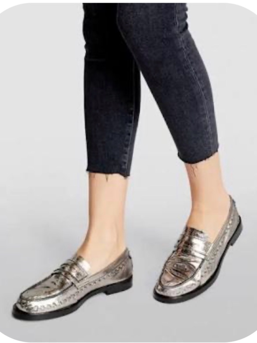All Saints Sophie Metallica Silver Loafer Size 40 or 9